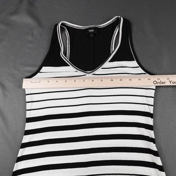 Womens Tank Dress XS Black White Knit Sundress Maxi Y2K Retro Statement Coastal - Picture 6 of 11
